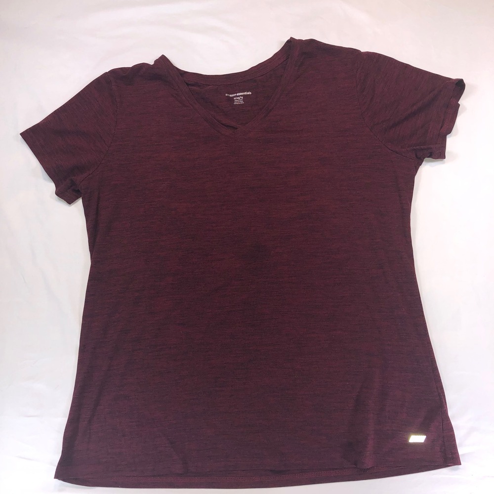 Amazon Essentials Womens XL Burgundy Heather V-Neck Activewear T-Shirt AZ0001